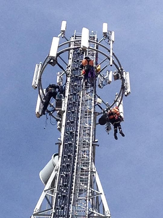 NDT inspection work on a telecommunications structure