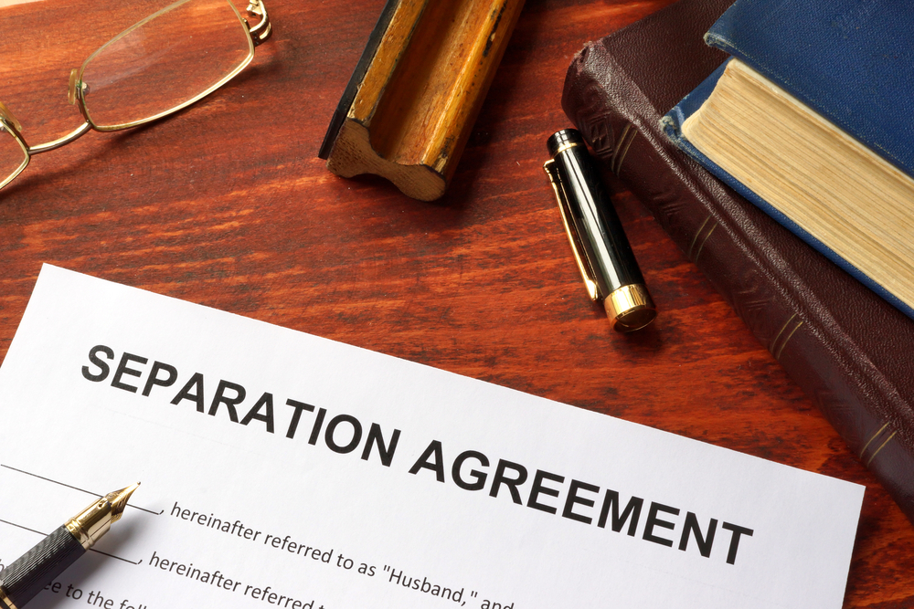 Separation agreement form on an office table